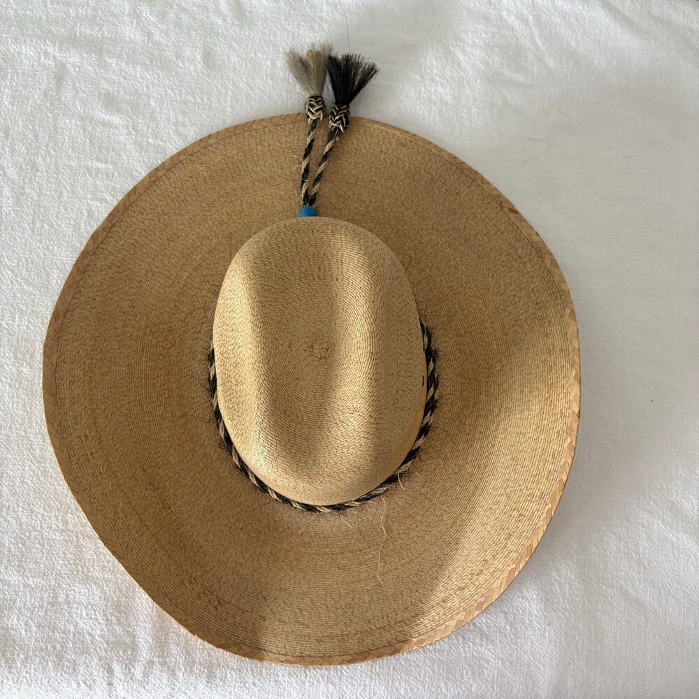 Cowboy Hat Horsehair Band Palm Hat La Providencia 30X Size 6 5/8 Mexico - Picture 4 of 16
